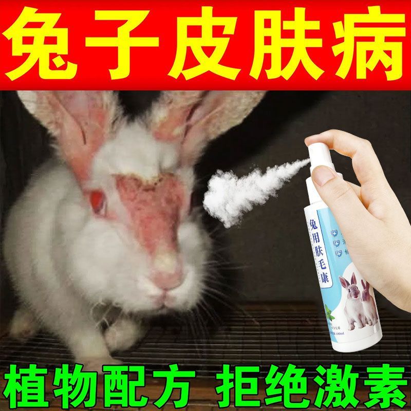 兔子皮肤病专用药真菌感染兔癣脚皮炎烂脚药掉毛疥螨结痂特效喷雾