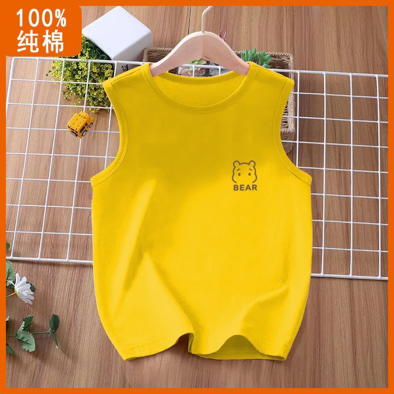 100% cotton children's vest sleeveless t-shirt boys and girls bottoming shirt children's clothing rabbit pattern printed top trendy