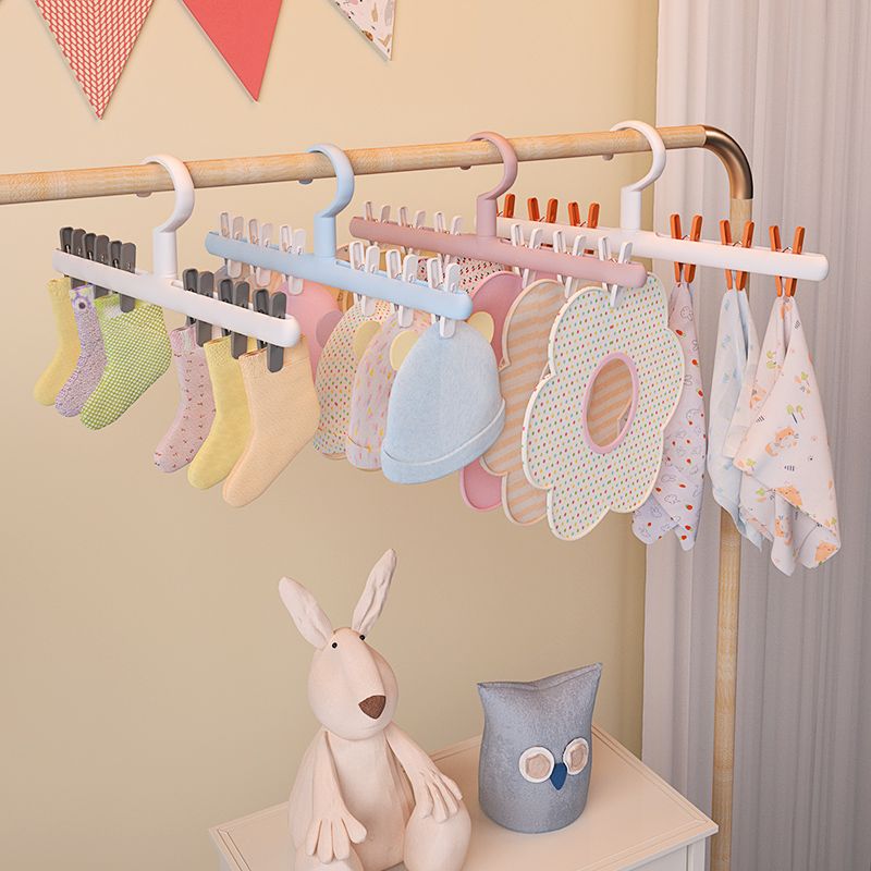 婴儿衣架宝宝专用儿童多夹子挂衣架家用小孩新生儿口水巾袜子晾晒