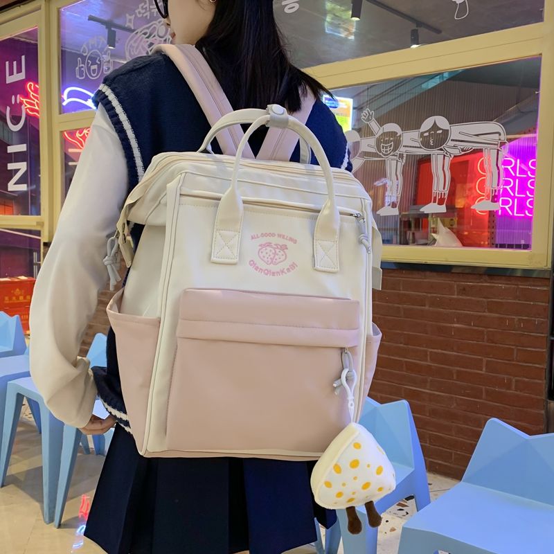 Large-capacity backpack travel travel schoolbag color matching high school students 15.6 inch computer backpack Japanese Korean version new