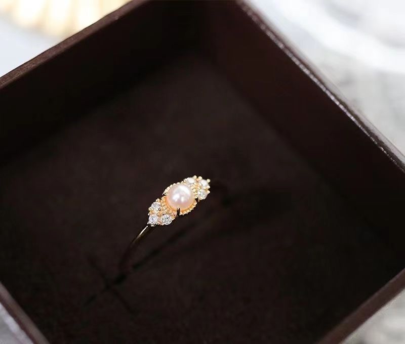 Designer Blumen Perlenring Aus 925er Sterlingsilber Für Damen_voghion.com