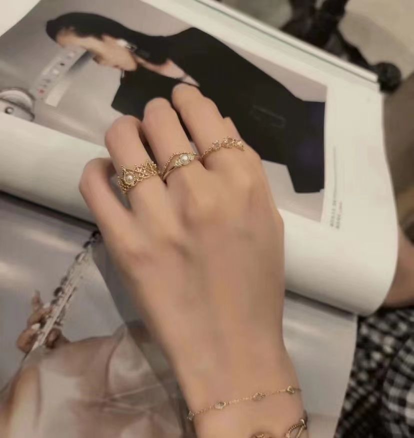 Designer Blumen Perlenring Aus 925er Sterlingsilber Für Damen_voghion.com