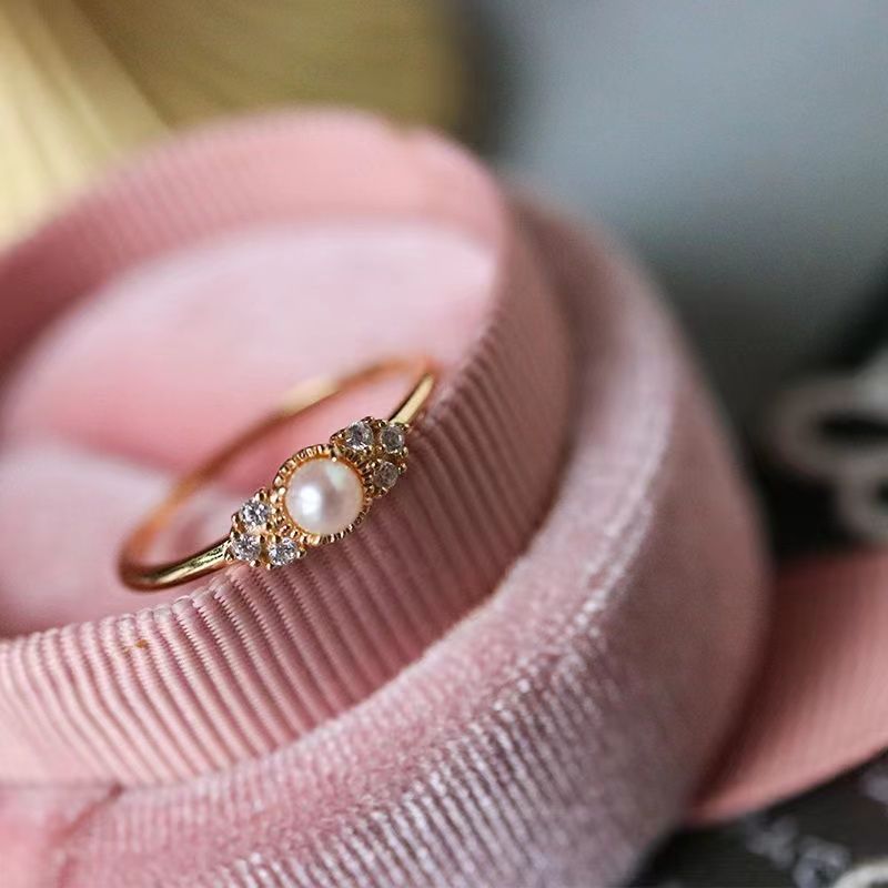 Designer Blumen Perlenring Aus 925er Sterlingsilber Für Damen_voghion.com