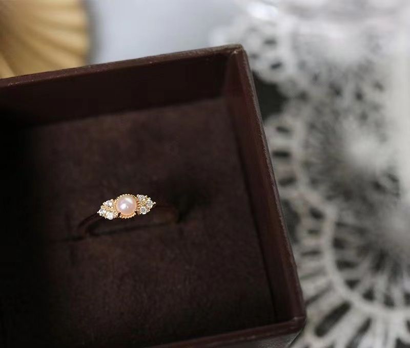 Designer Blumen Perlenring Aus 925er Sterlingsilber Für Damen_voghion.com