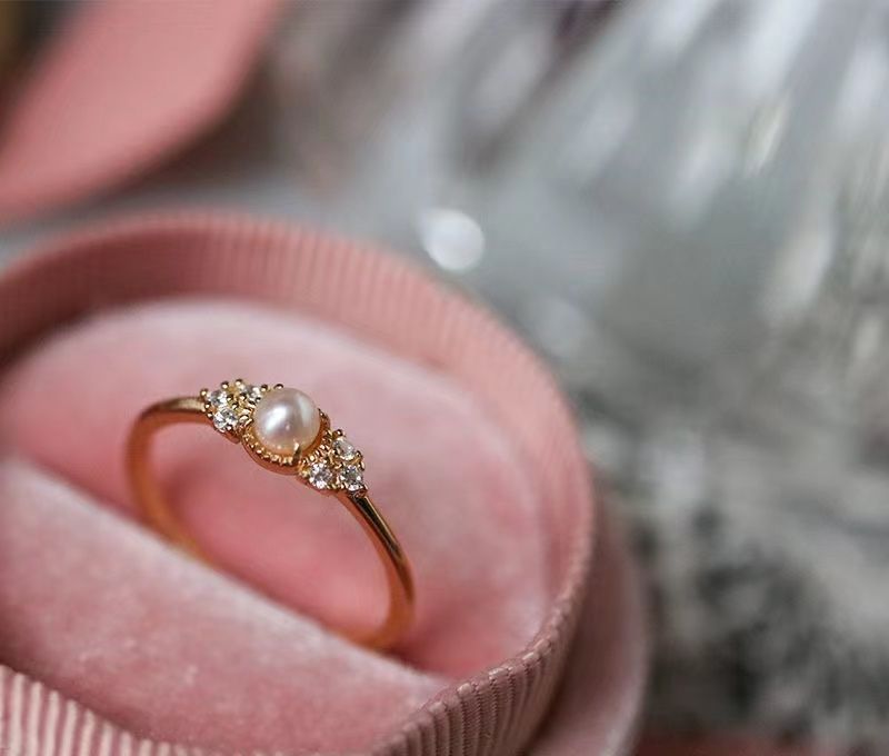 Designer Blumen Perlenring Aus 925er Sterlingsilber Für Damen_voghion.com