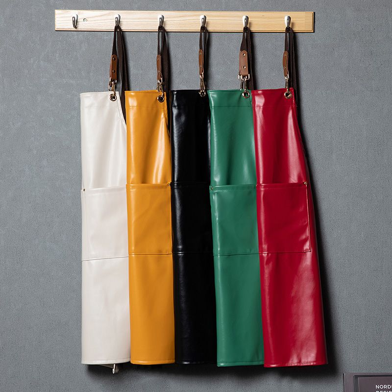 Waterproof and oil-proof PU leather apron overalls extended aquatic soft leather custom dishwasher abattoir butcher apron