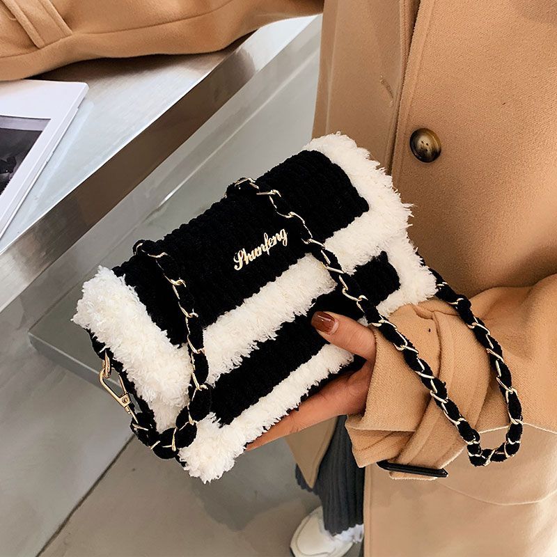 Tessuto fatto a mano, materiale fai-da-te, uncinetto, lana a strisce di ghiaccio fatta da sé, regalo per la fidanzata, tracolla monospalla_voghion.com