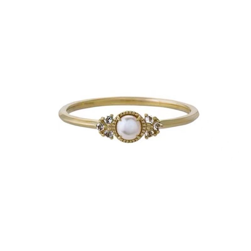 Neuer, leichter Luxus-Ring aus 925er Silber mit Blütenblatt-Perle für Damen – schlicht, farbecht und hochwertig._voghion.com