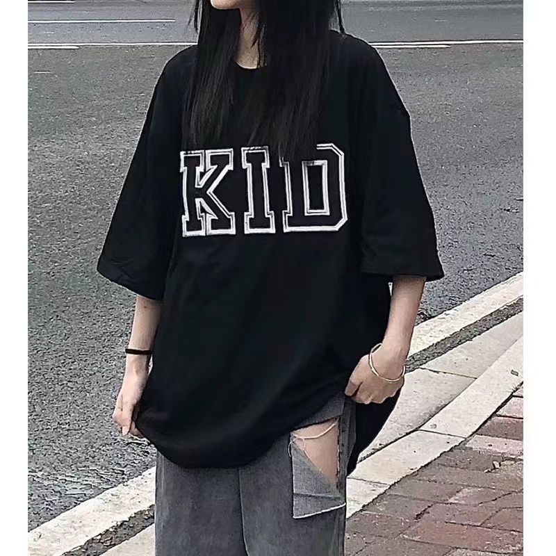 100%純棉短袖T恤女夏季新款國潮復古寬鬆韓版百搭休閒學生上衣ins