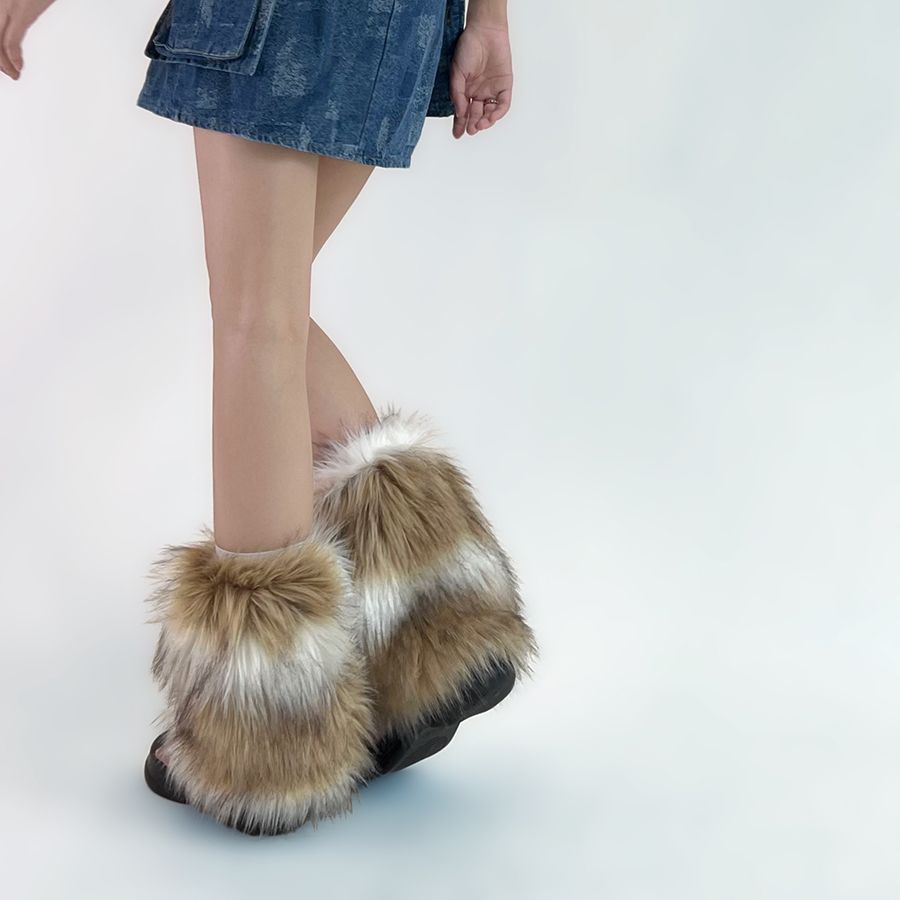 Millennium hot girl imitation fur calf socks y2k subculture plush mid-tube leg sleeves autumn and winter plus velvet thickened to keep warm
