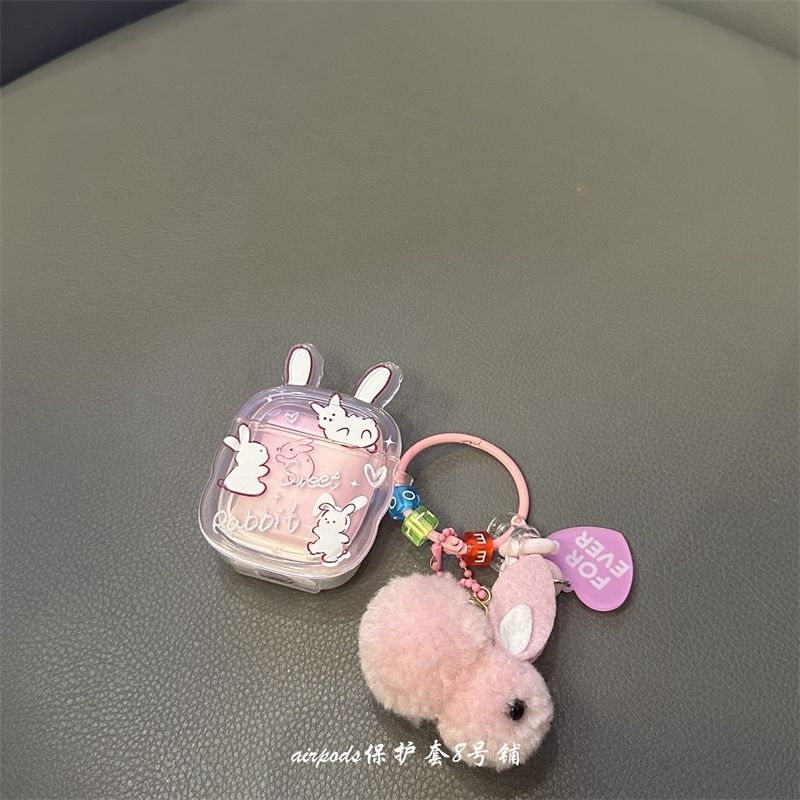 ins透粉色小兔子适用苹果无线蓝牙耳机保护套2代3代壳airpods pro