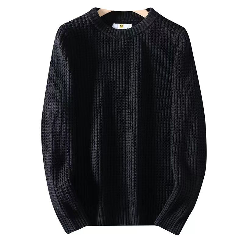 men's round neck thick knitted sweater