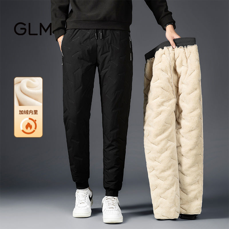 森马集团品牌GLM加绒加厚羊羔绒裤子男女保暖棉裤运动休闲裤外穿