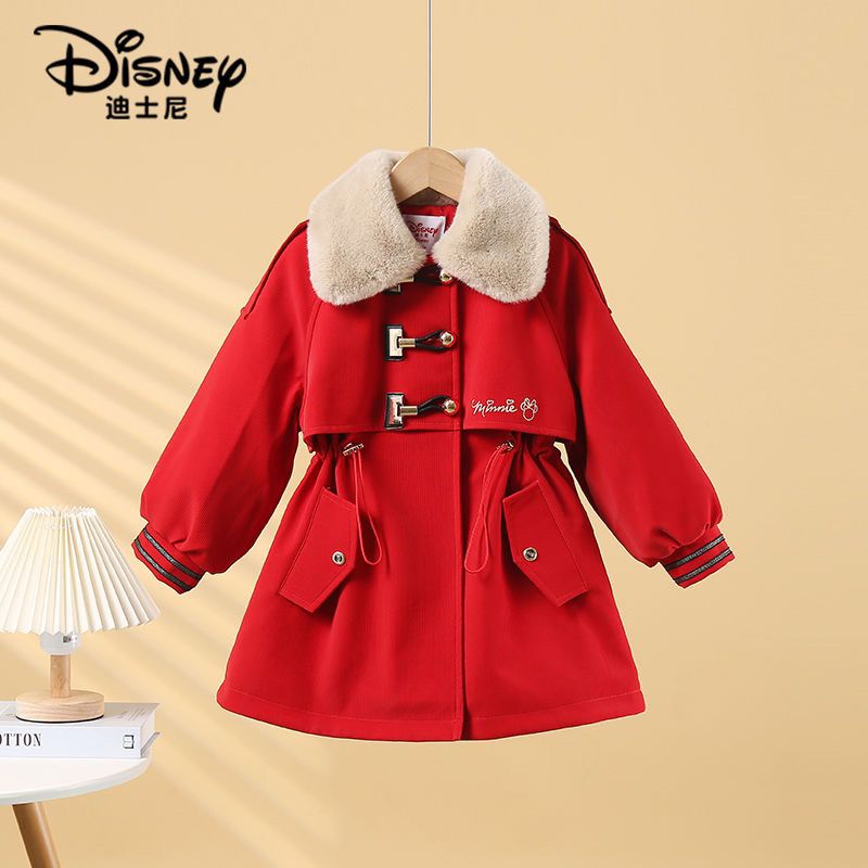 Disney Disney authentic children's clothing girls winter clothing plus velvet party overcame girls three-proof wash-free leather jacket year
