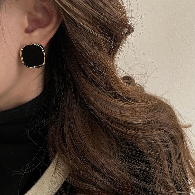复古不规则方形耳环2022年新款潮耳钉小众设计感高级时尚百搭耳饰