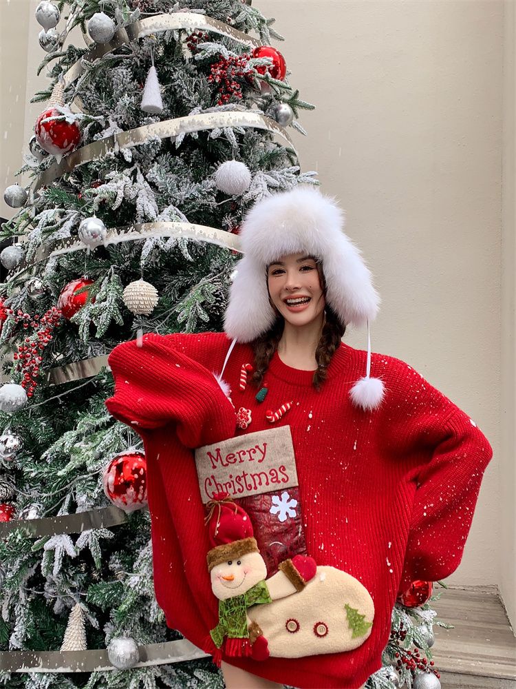 Puyuan Sweater Factory Christmas Limited Edition Sweater 2022 Winter New Women's Design Feeling Small and Lazy Style_voghion.com
