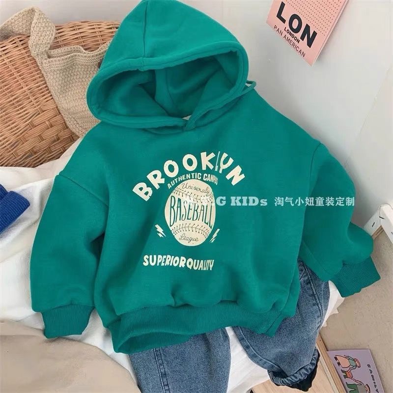 Thick hoodie Korean version  winter boys and girls hooded sweater plus velvet thickened children's baby top jacket