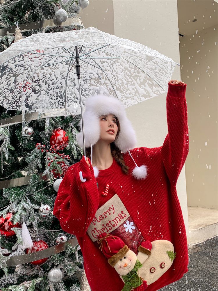 Puyuan Sweater Factory Christmas Limited Edition Sweater 2022 Winter New Women's Design Feeling Small and Lazy Style_voghion.com