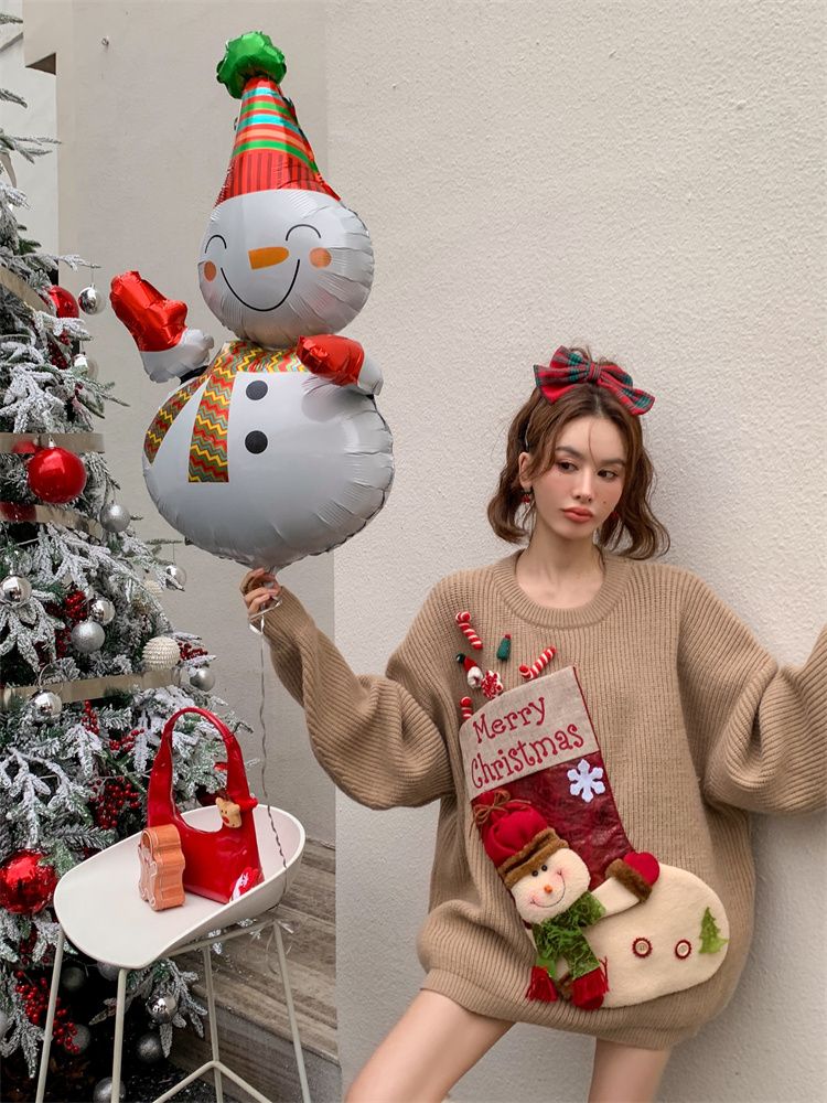 Puyuan Sweater Factory Christmas Limited Edition Sweater 2022 Winter New Women's Design Feeling Small and Lazy Style_voghion.com