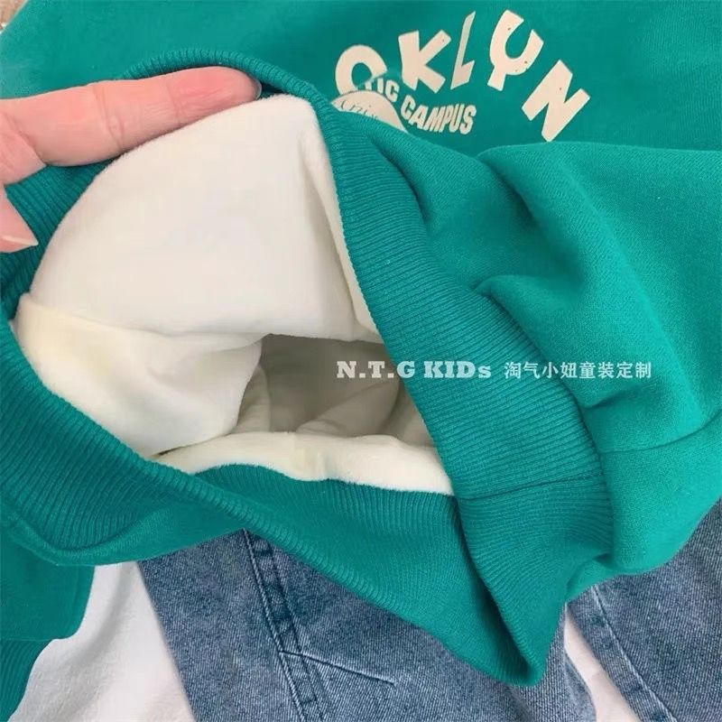 Thick hoodie Korean version  winter boys and girls hooded sweater plus velvet thickened children's baby top jacket