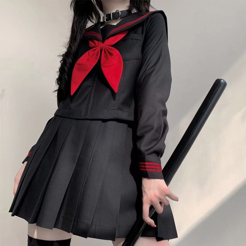 正品jk制服正统黑色三本JK水手服基础中间学院日系校服套装