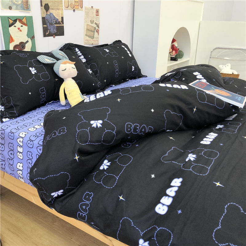 可爱卡通风萌系被套四件套单双人床上用品学生宿舍床单被单三件套