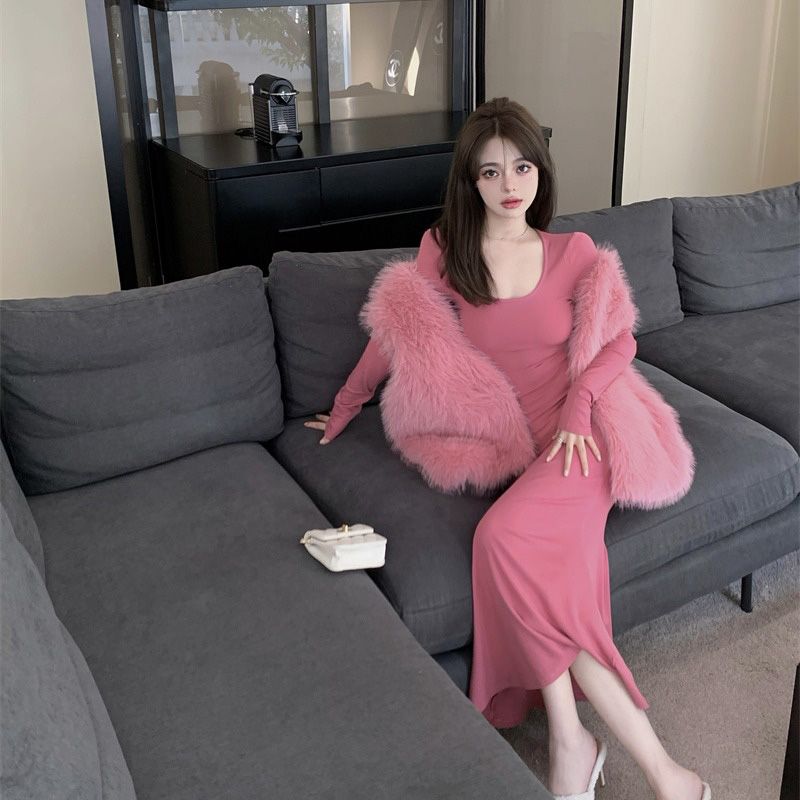 Xiaozi dress is cold and high-end bottoming skirt female spring royal sister small fragrance with skirt Korean drama new