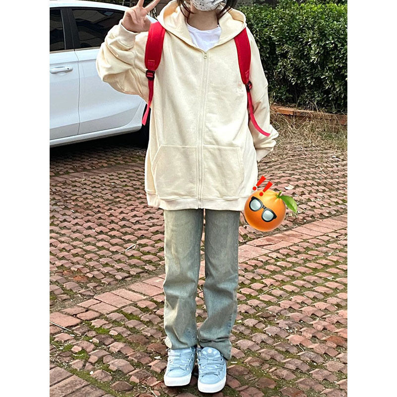 美式復古高街水洗做舊黃泥色直筒牛仔褲女高腰顯瘦拖地褲子ins潮