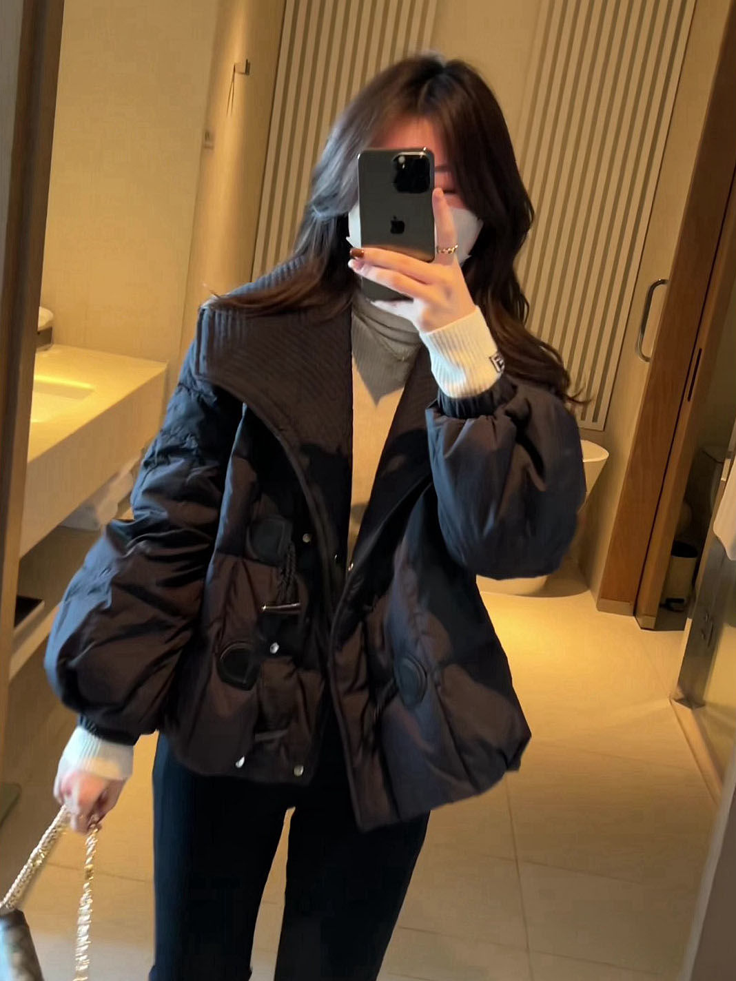 法式復古牛角扣加厚棉服女2023冬季新款韓版百搭顯瘦麵包服外套潮