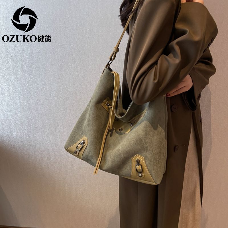 健能2022秋冬新款大容量托特包復古磨砂時尚百搭包包女單肩包簡約