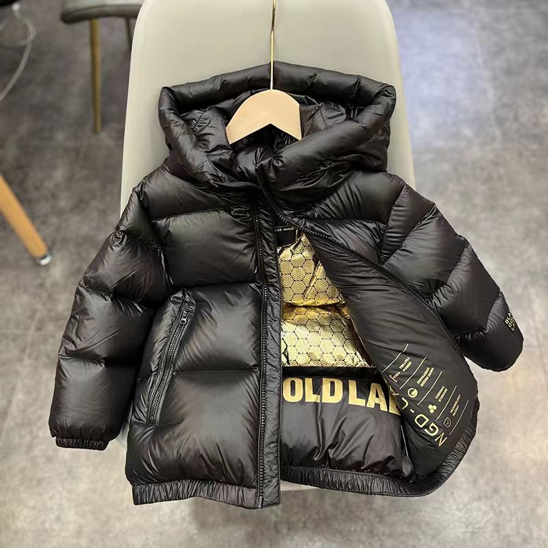 Children's black gold small volcano duck down jacket short style 2022 new boys and girls thickened 90 white duck down jacket 【shipping within 10 days】
