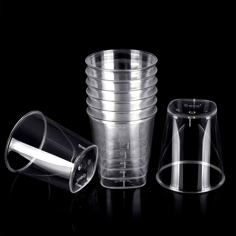 航空杯加厚一次性杯子硬塑料商家用透明水杯茶杯品尝试饮酒试吃杯