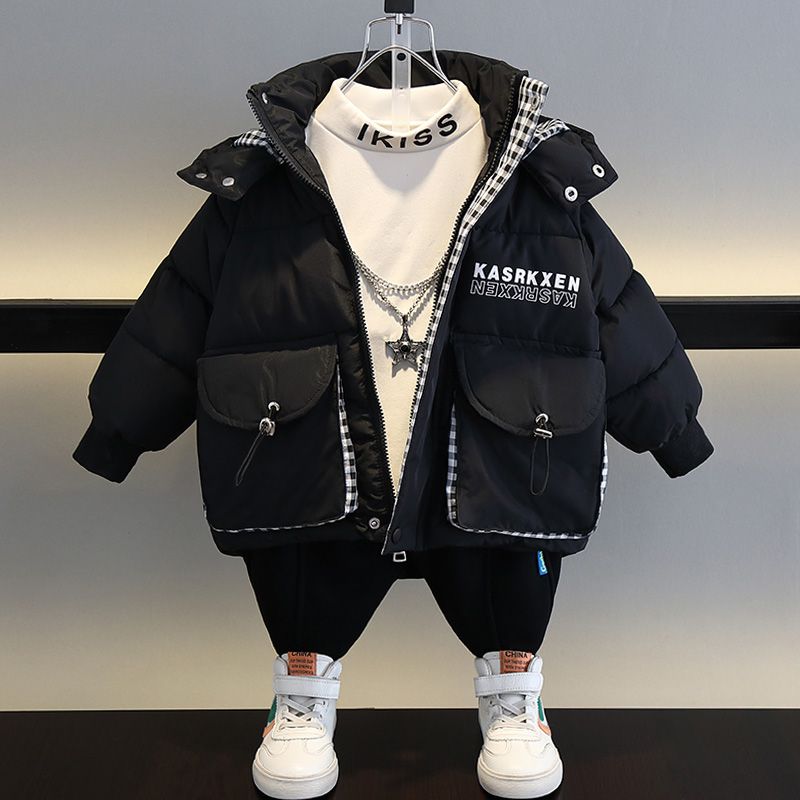 男童棉襖2022新款洋氣寶寶冬季羽絨棉服兒童冬裝加厚保暖棉衣外套