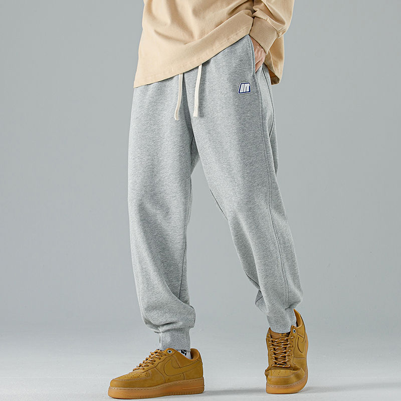 Pants men's autumn and winter plus velvet thickened 2022 new loose casual trousers 1/2 boys' sports pants and pants