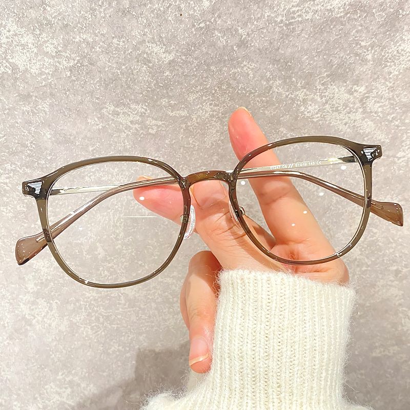 Coconut tea brown myopia glasses for women, big frame, plain face, Xiaohongshu, net red style, anti-blue light radiation, men can be equipped with a degree frame