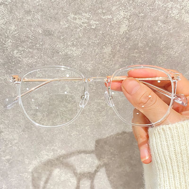 Coconut tea brown myopia glasses for women, big frame, plain face, Xiaohongshu, net red style, anti-blue light radiation, men can be equipped with a degree frame