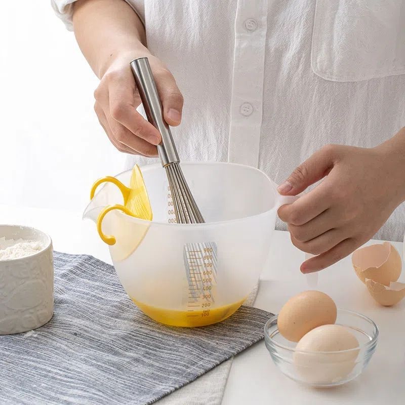 过滤碗带刻度量杯搅拌碗蛋液过滤网家用去筋奶油打发烘焙滤勺漏勺
