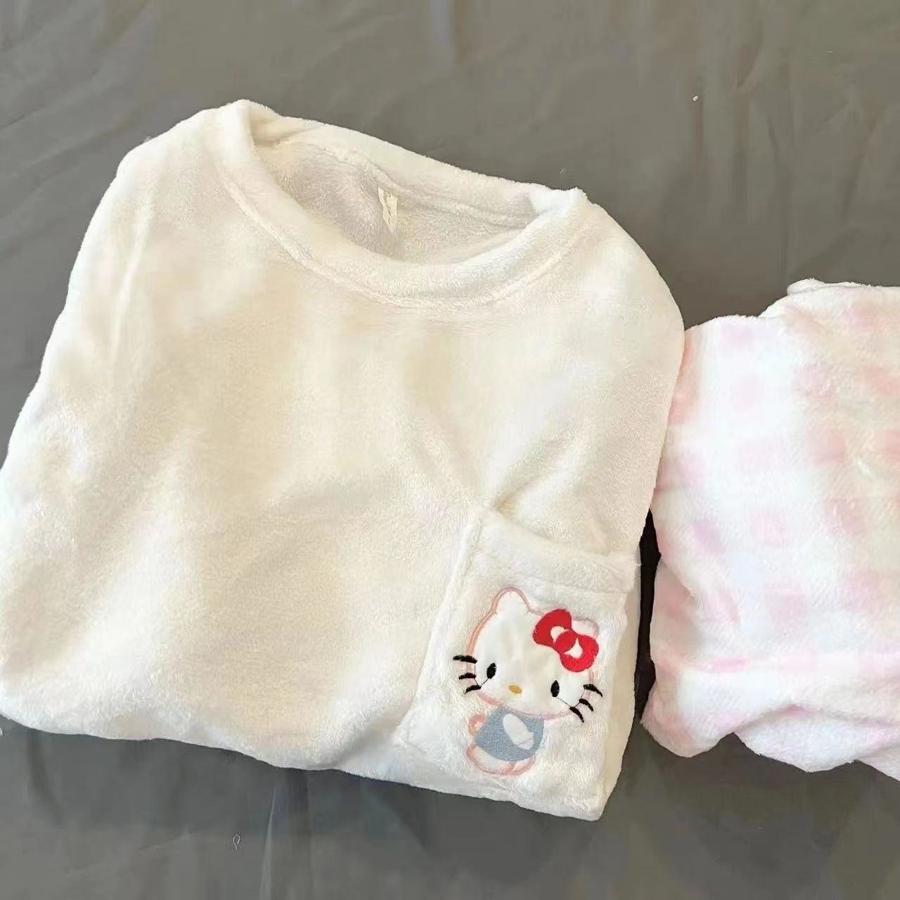 ins新款珊瑚絨睡衣女秋冬加絨加厚卡通可愛法蘭絨家居服套裝冬天