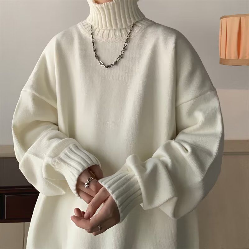 Men's High Neck Sweater Solid Colour Winter Pullover For Men_voghion.com