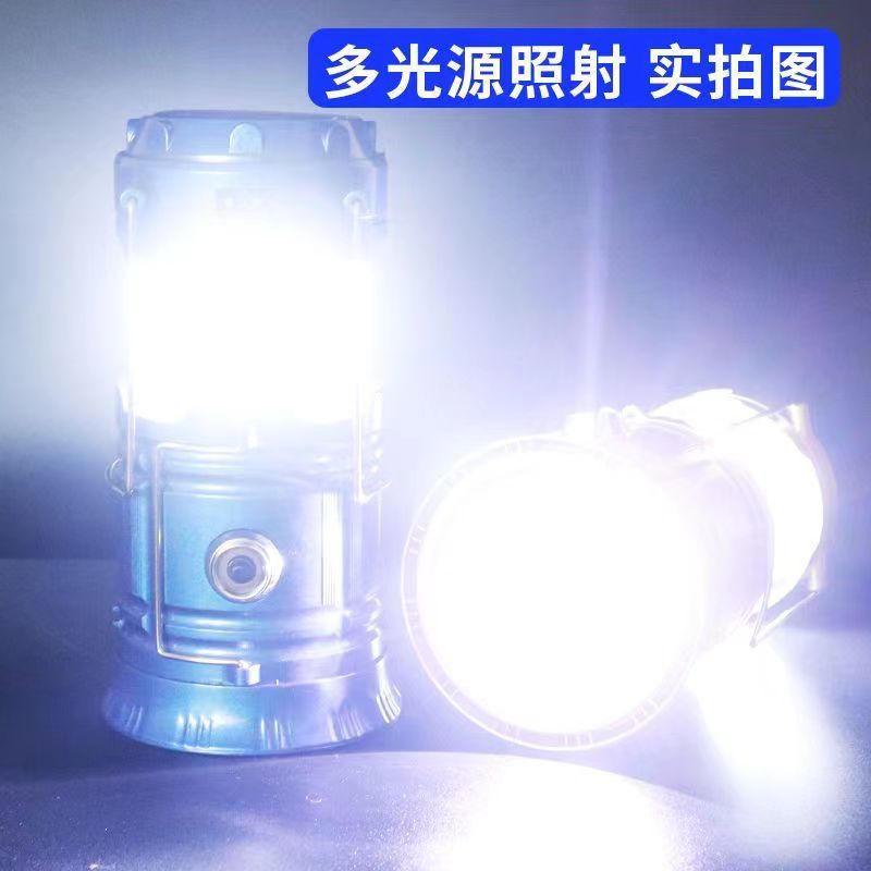 Solar rechargeable lamp outdoor camping tent lamp power outage emergency lighting handheld lamp night market street lamp