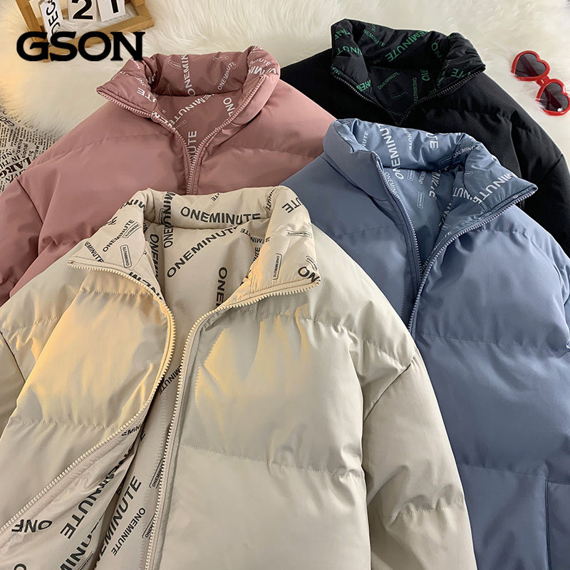GSON棉服男冬季新款两面穿棉衣韩版潮流情侣百搭外套