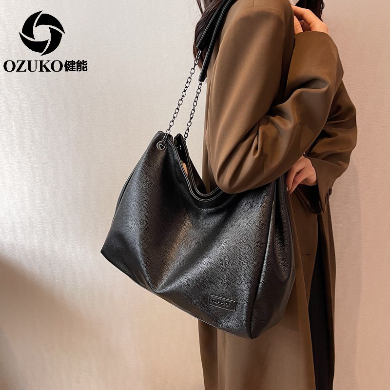 健能2022秋冬高級質感小眾單肩斜挎包大容量包包女純色簡約托特包