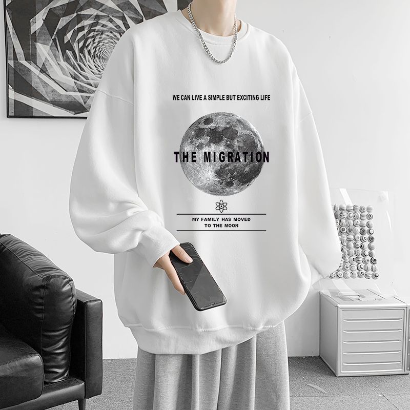 Großer, lockerer Kapuzenpullover für Herren, Winter, plus Fleece-Verdickung, lockeres Trend-Basisshirt mit langärmeligem T-Shirt_voghion.com