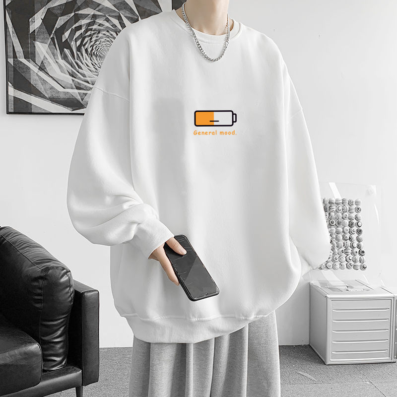 Großer, lockerer Kapuzenpullover für Herren, Winter, plus Fleece-Verdickung, lockeres Trend-Basisshirt mit langärmeligem T-Shirt_voghion.com