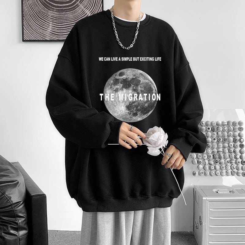 Großer, lockerer Kapuzenpullover für Herren, Winter, plus Fleece-Verdickung, lockeres Trend-Basisshirt mit langärmeligem T-Shirt_voghion.com