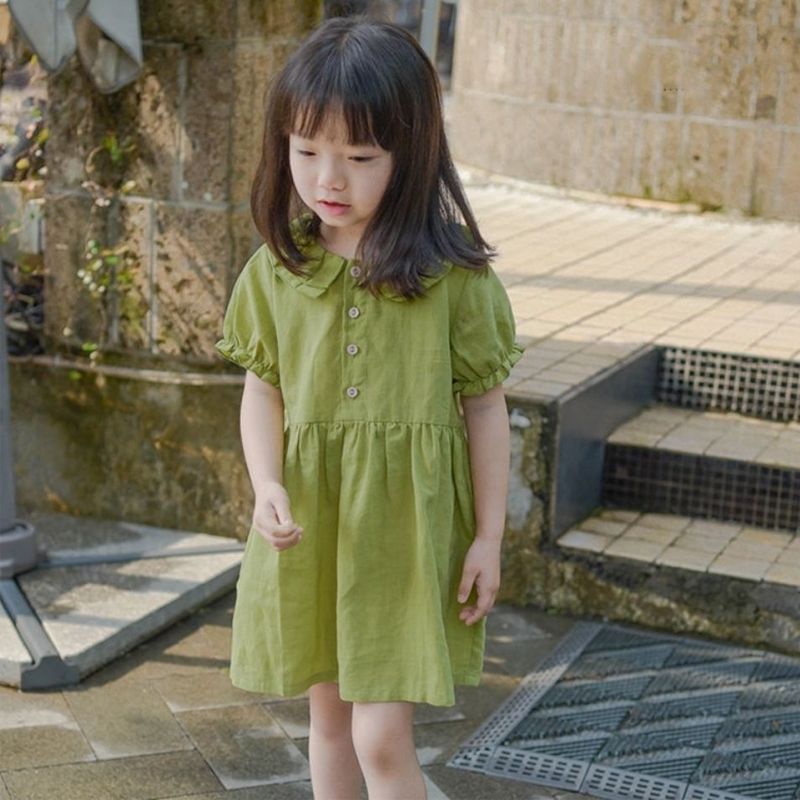 女童連衣裙純棉2023夏季新款娃娃領洋氣裙子女寶寶韓版公主裙兒童