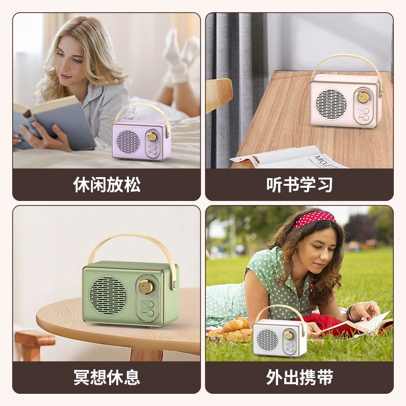 Retro bluetooth speaker subwoofer mini speaker wireless high sound quality overweight low-end home portable