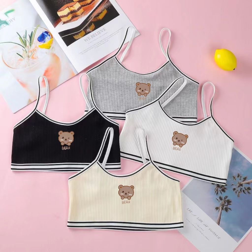 [4 packs] double-layer gear 8-16 years old developmental small vest sling pure cotton children's student anti-convex underwear