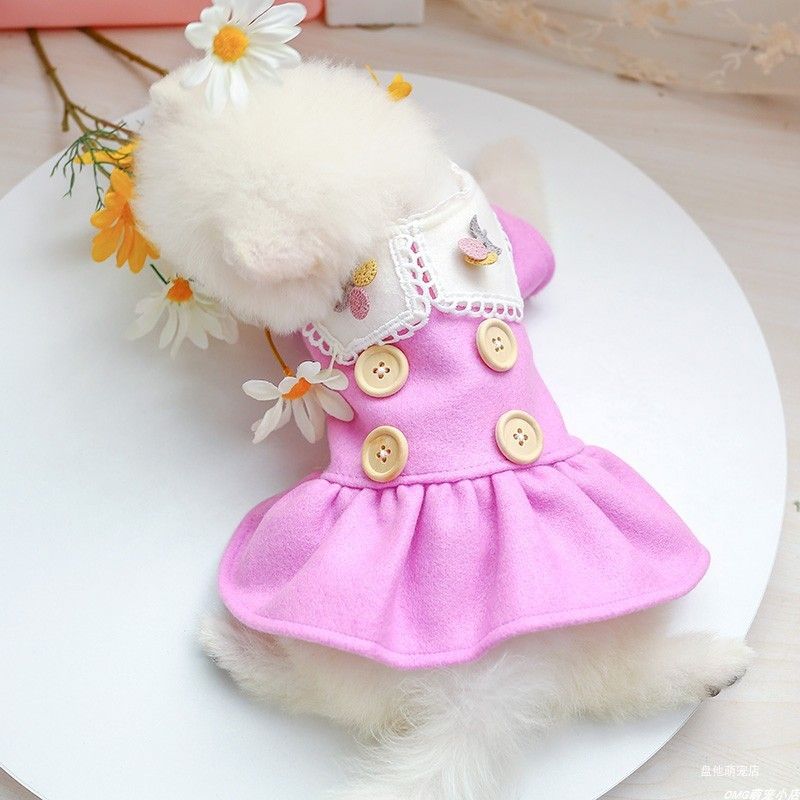 狗狗衣服春秋款比熊泰迪猫咪可爱韩式粉色公主风宠物秋冬猫咪衣服