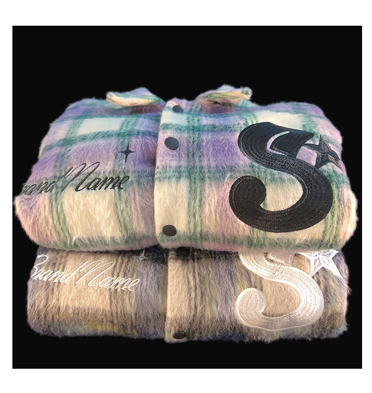 Checkered woolen shirt jacket, men's and women's same explosive street, inset style, couple's versatile casual_voghion.com